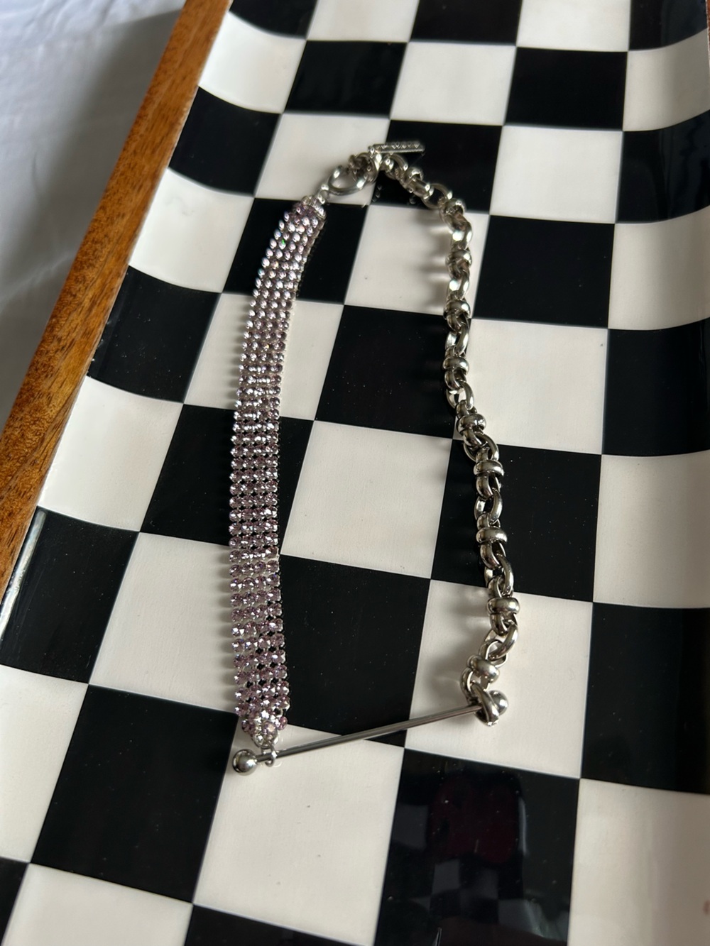 Justine Clenquet pink rhinestone choker - Picture 4 of 4